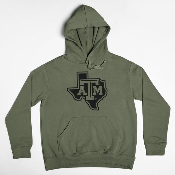 NEW Texas A&M Aggies State Pullover Fleece Hoodie MILITARY ARMY GREEN - Picture 1 of 2
